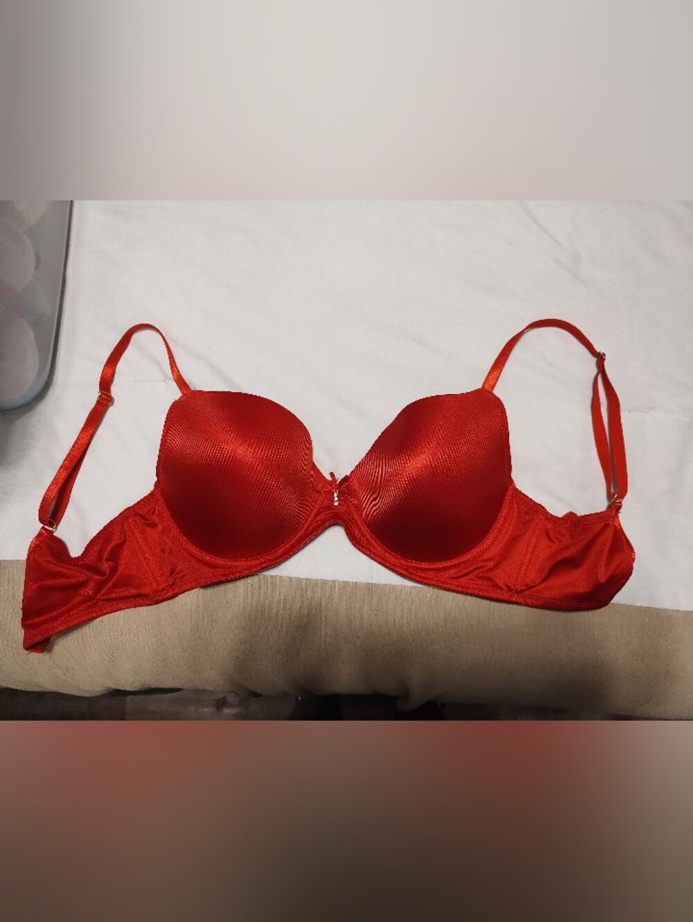 5/$25 Red Satin Push-Up Bra - Women Intimates